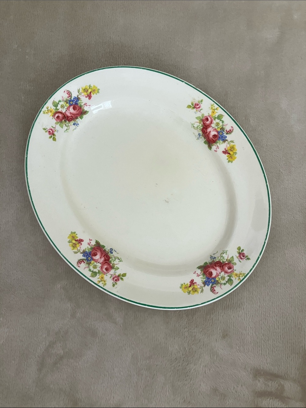 Vintage Floral Oval Platter Amberone 12 Inch Serving Bristol Pountney and Co